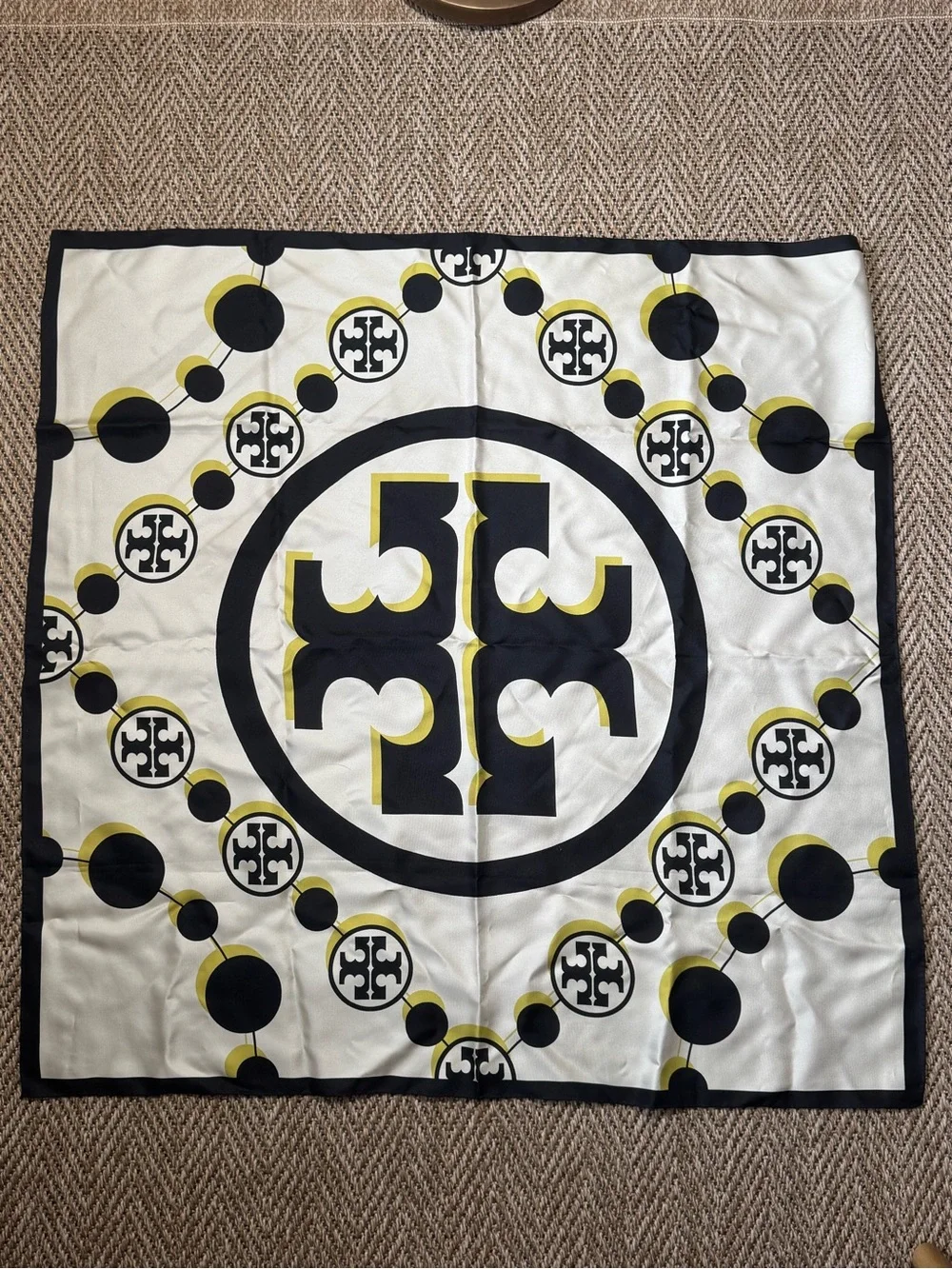 Tory Burch Cream & Black + Blue & Purple Scarf Box Included